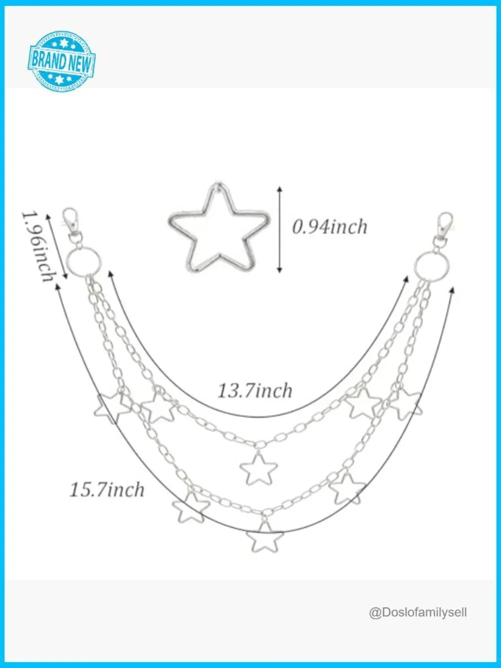 Y2K Star Pants Chain Punk Goth Waist Chain Rock Style Outfit Accessory